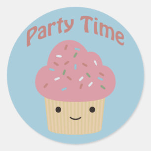 Party TIme Cupcake Runder Aufkleber