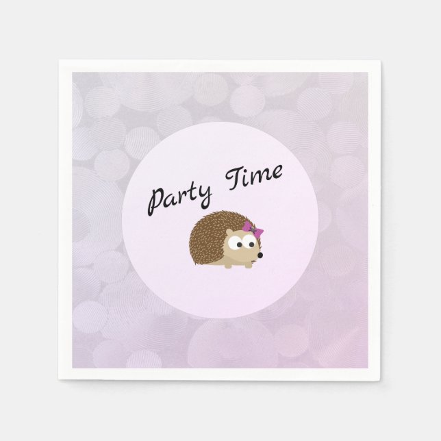 Party Time Girl Igel Serviette (Vorderseite)