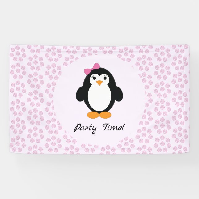 Party Time Girl Pinguin Banner (Horizontal)