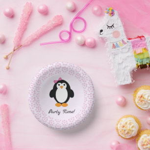 Party Time Girl Pinguin Papierschale Pappteller