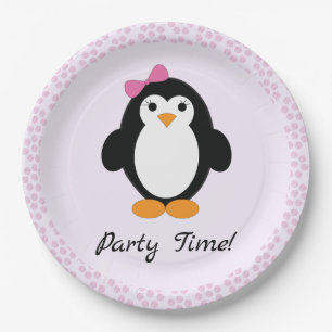 Party Time Girl Pinguin Pappteller
