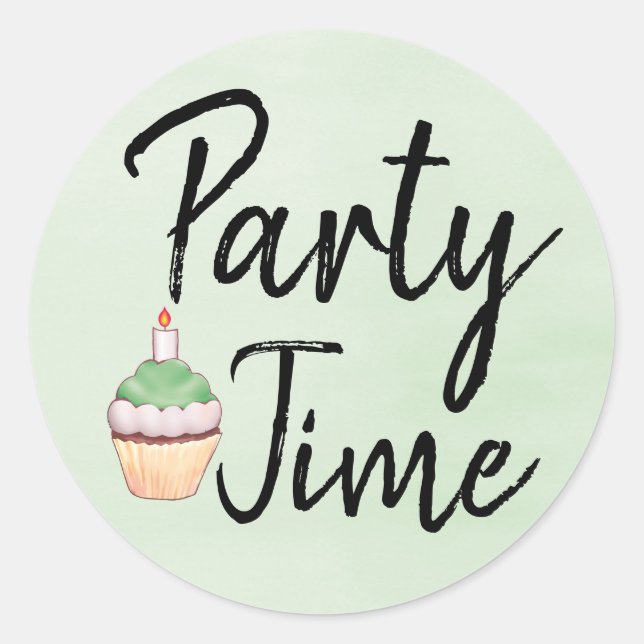 Party Time Green Water Cupcake Geburtstag Runder Aufkleber (Vorderseite)