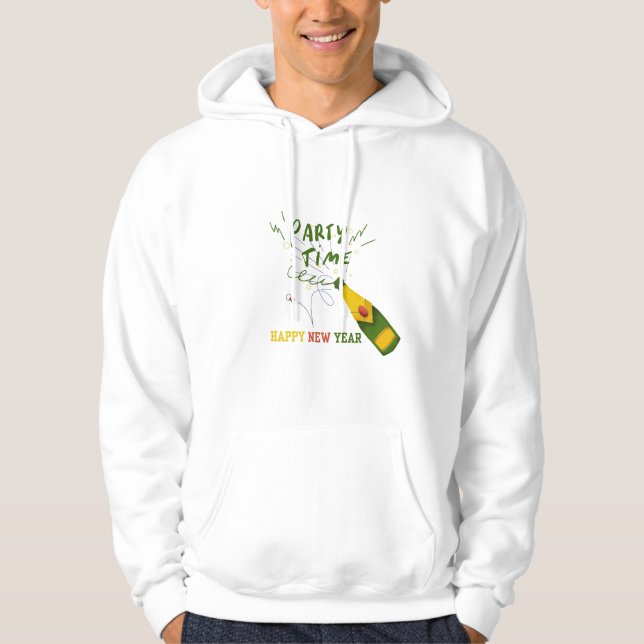 Party Time – Happy New Year Champagne Illustration Hoodie (Vorderseite)