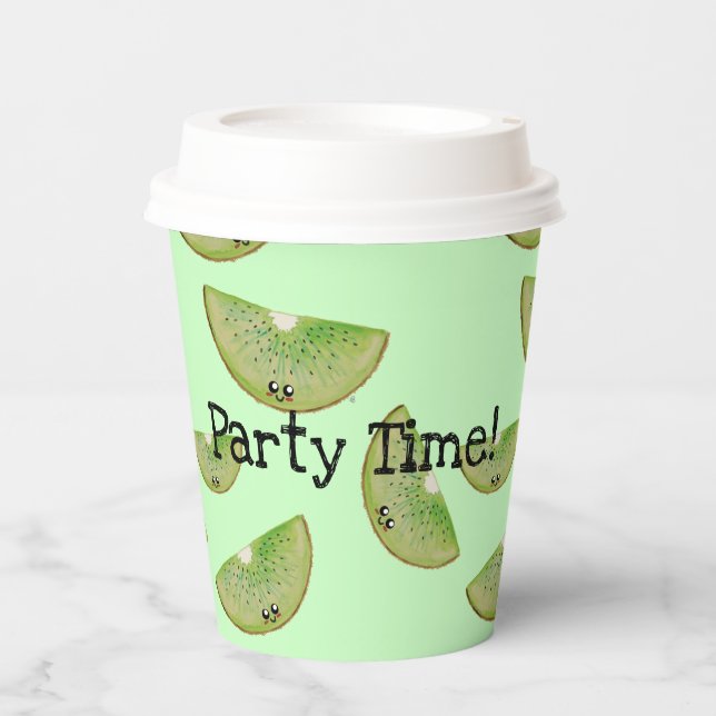 Party Time! Kawaii Kiwi Paper Cup Pappbecher (Vorderseite)