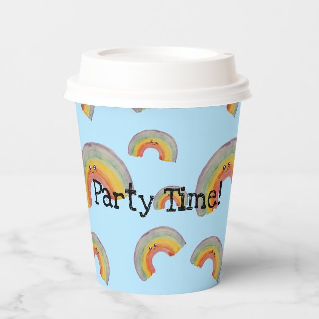 Party Time! Kawaii Rainbow Paper Cup Pappbecher (Vorderseite)