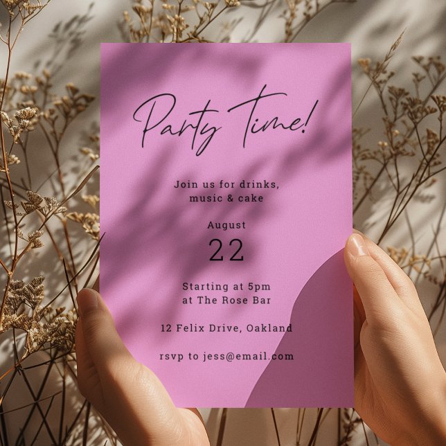 Party Time | Light Magenta Lila Modern Trendy Einladung (Von Creator hochgeladen)