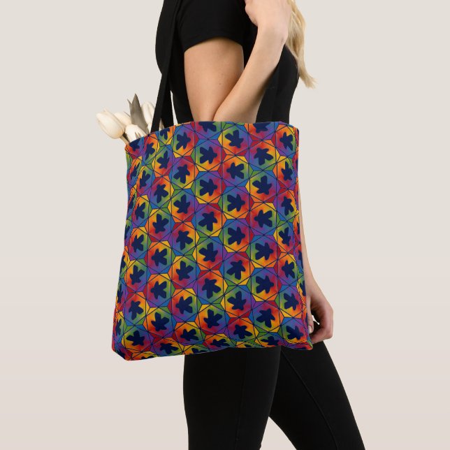 Party Time Meeple Gemusterte Tasche (Von Nahem)