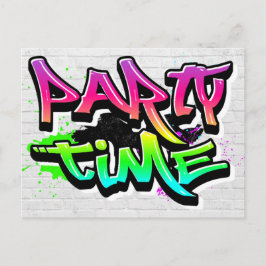 Party Time | Moderner Graffiti-Einladung Postkarte