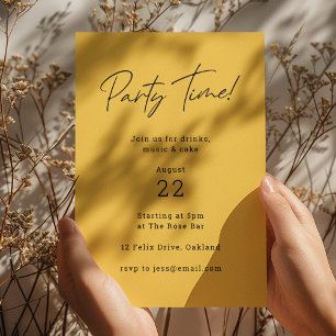 Party Time Mustard Yellow Minimalistisch Einladung