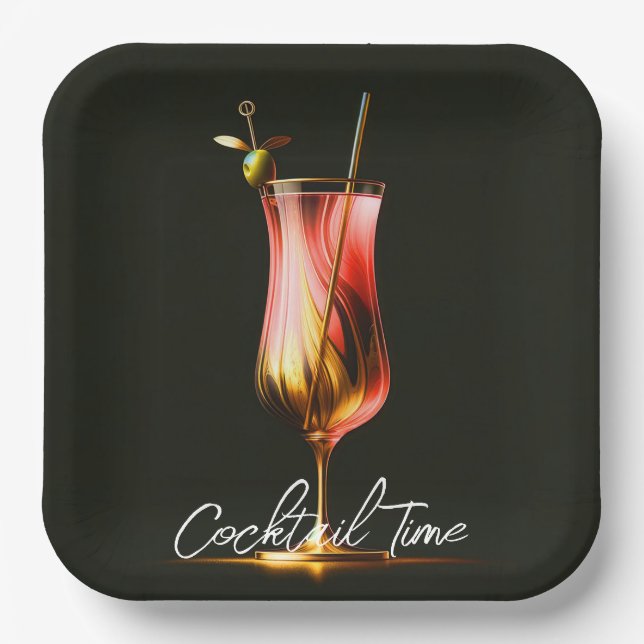 Party Time Neon Modernes Personalisiert Pappteller (Vorderseite)
