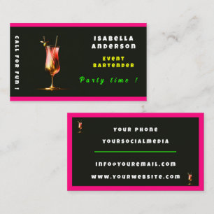Party Time Neon Modernes Personalisiertes Beruflic Visitenkarte