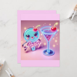 Party Time Neon Pink Einladung