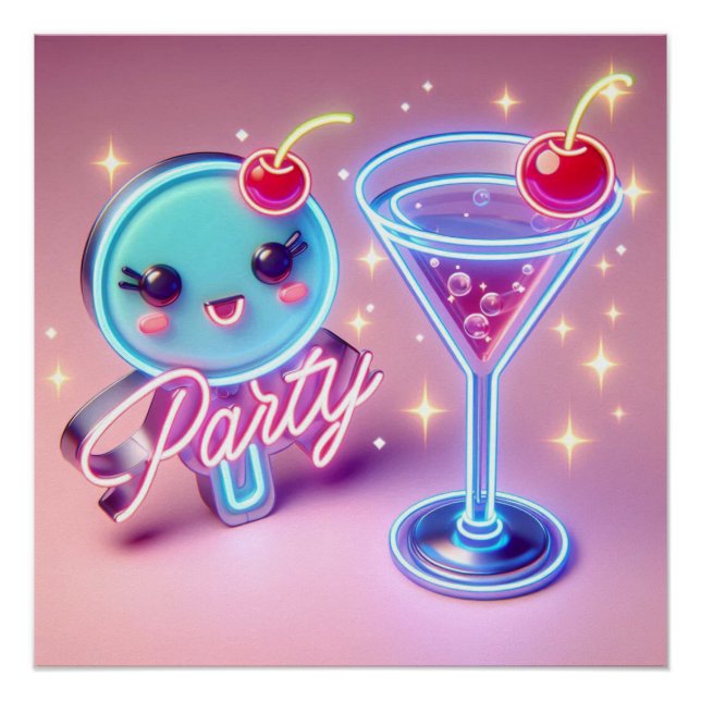 Party Time Neon Pink Poster (Vorderseite)