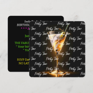 Party Time Neon Trendy Personalisiert Einladung
