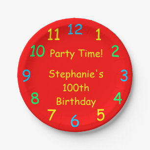Party Time Paper Teller, 100. Geburtstag, Rot Pappteller