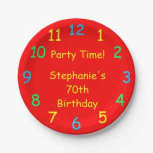Party Time Paper Teller, 70. Geburtstag, Rot Pappteller