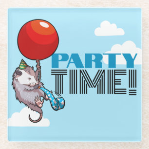 PARTY TIME! Party Possum Funny Floating Opossum Glasuntersetzer