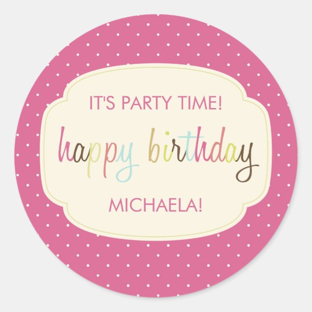 Party Time Personalisiert Geburtstag Sticker (Vorderseite)
