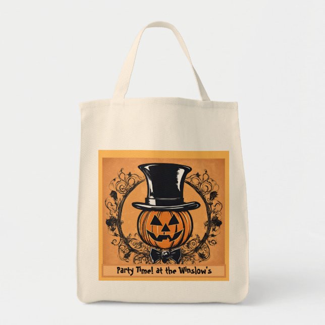Party Time! Pumpkin Head Halloween Tote Bag Tragetasche (Vorne)