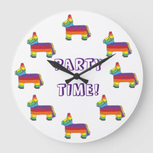 PARTY TIME! Rainbow Donkey Piñata Fiesta Geburtsta Große Wanduhr