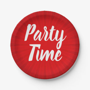 Party Time Red Sunburst Geburtstagsparty Pappteller