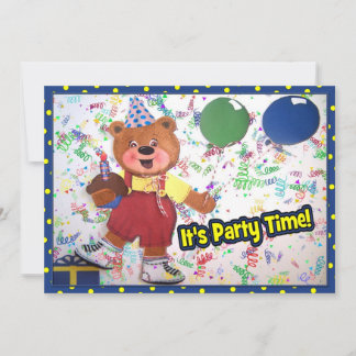 Party Time Teddy Bear Custom Einladung