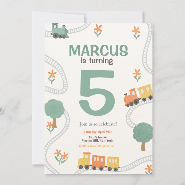 Party "Travel Railroad Kindergeburtstag" Einladung (Vorderseite)