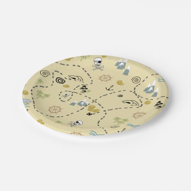 Party Treasure Map Pappteller (Schrägansicht)