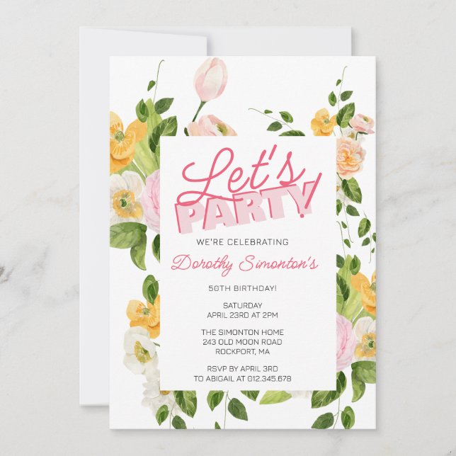 Party Trendy Typografie 50. Geburtstag Einladung (Vorderseite)