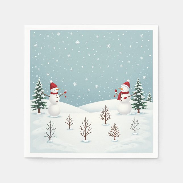 Party und Essen mit Schneemann Spaß Serviette (Vorderseite)