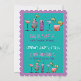 Party und tropische Getränke am Pool Einladung
