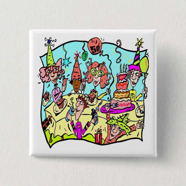 Party-unten 50. Geburtstags-Geschenke Button (Vorderseite)