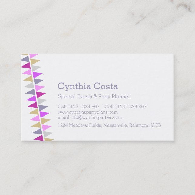 Party-Veranstaltungen, die Visitenkarten planen Visitenkarte (Vorderseite)