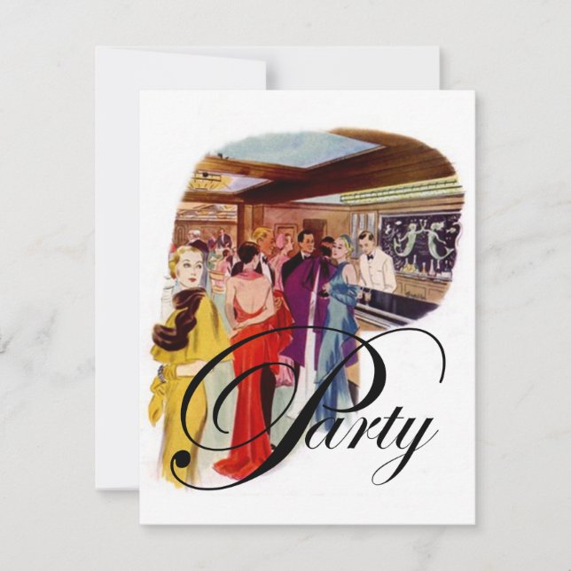 Party Vintag Art Deko Modedesign Einladung (Vorderseite)