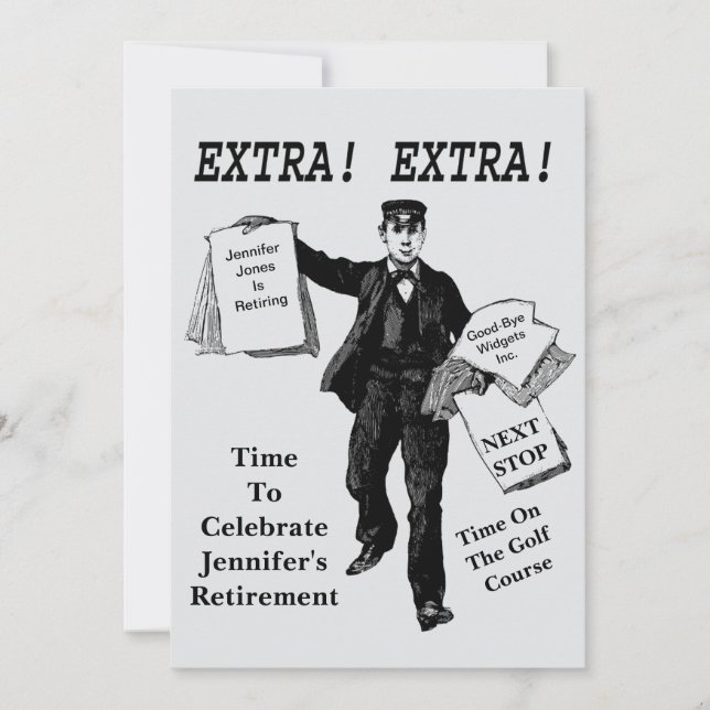 Party Vintage Zeitung Extra extra Einladung (Vorderseite)