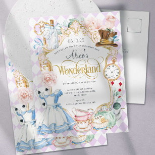 Party von Alice onederland zum ersten Geburtstag Einladungspostkarte