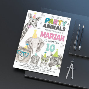Party von Tieren   Wild Animal Birthday Einladung
