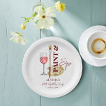 Party-Vorlage zum Anstreichen und Trinken Pappteller<br><div class="desc">Party zum Anstreichen und Sippen,   zum Thema personalisierte gedruckte Teller Vorlage ,  Pinselweinglas und Aquarellfarben Monogramm Teller für die Malerei Party</div>