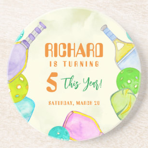 Party Wasserfarbe Pickleball Geburtstag Thema Getränkeuntersetzer