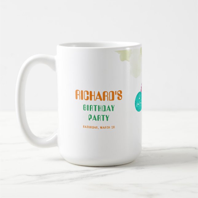 Party Wasserfarbe Pickleball Geburtstag Thema Kaffeetasse (Links)