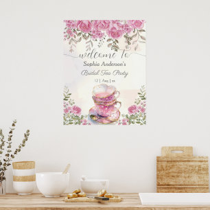 Party Wasserfarbe Tee Blush Brautparty Poster