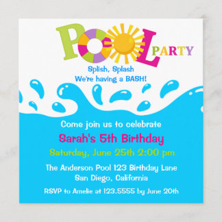 Party "Water Splash Girl Pool" Einladung