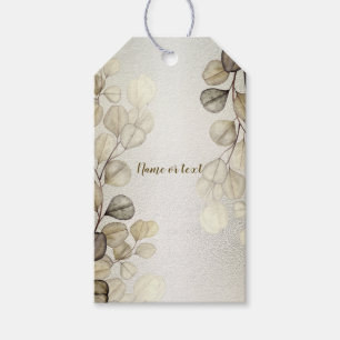 Party Watercolor Golden Eucalyptus Foliage Shiny Geschenkanhänger