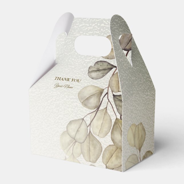 Party Watercolor Golden Eucalyptus Foliage Shiny Geschenkschachtel (Vorderseite)