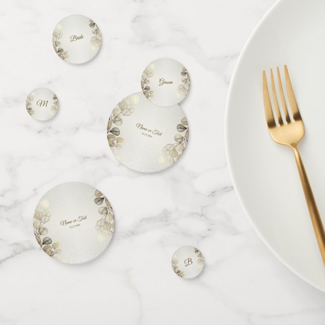 Party Watercolor Golden Eucalyptus Foliage Shiny Konfetti (Gruppe)