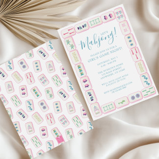 Party "Watercolor Pink" und "Green Mahjong Tiles" Einladung