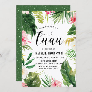 Party Watercolor Tropical Floral Frame Luau Einladung
