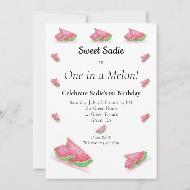 Party Watermelon Einladung (Vorderseite)