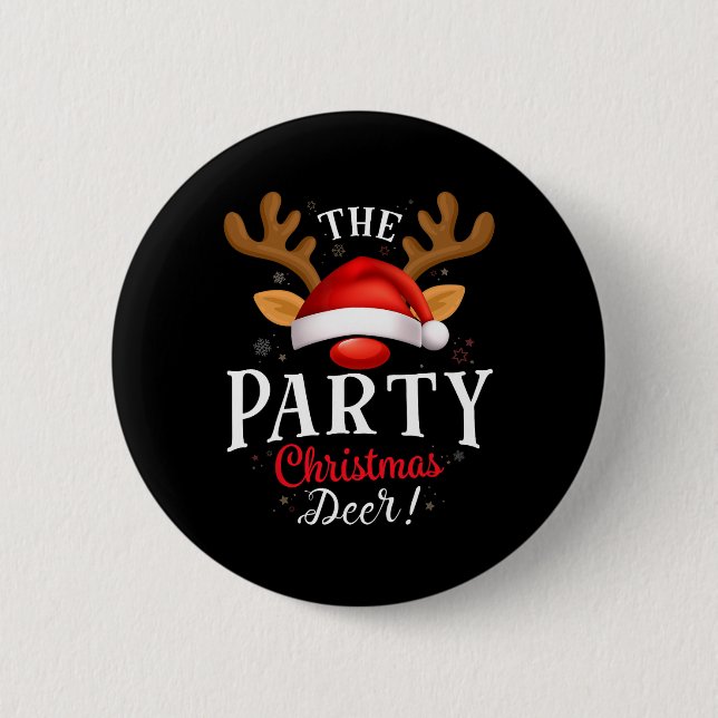 Party Weihnachten Hirsch Pjs Xmas Familie Matching Button (Vorderseite)