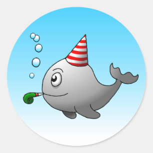 Party Whale Runder Aufkleber